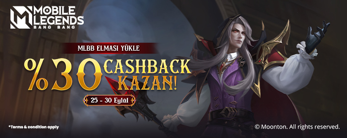 MLBB Elması yükle %30 CASHBACK KAZAN!